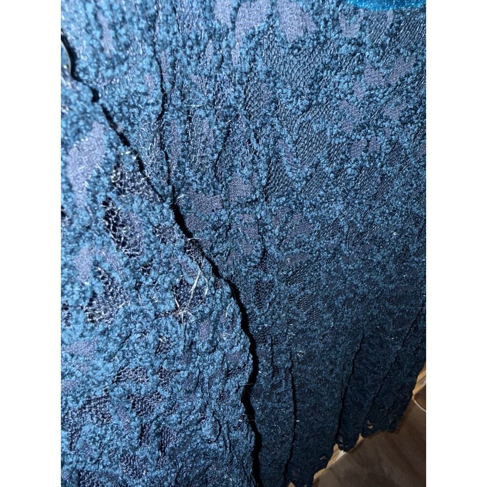 Free People Blue Lace Velvet Trim Fit & Flare Mini Dress Long Sleeve Open Back - Picture 6 of 10